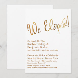 Convites Fugimos Juntos! Celebração Pós-Casamento em Dourad