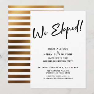Convites Fugimos juntos! Recepção de Casamento Moderna + Li