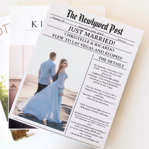 Convites Fugir para se casar anunciado em jornal moderno co