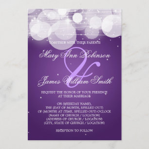 Convites Fulgor do casamento & roxo elegantes da faísca