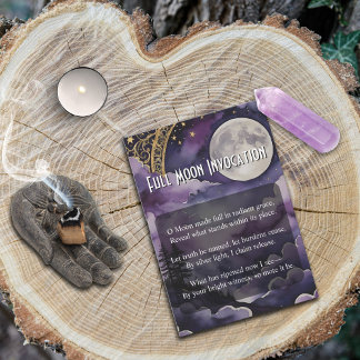 Convites Full Moon Invocation Pagan Prayer Pocket Card