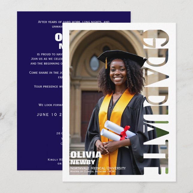 Convites 🎓Full‑Photo Graduation Party (Frente/Verso)