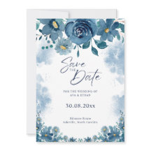 Fumaça Floral Azul Marinho Casamento Salve A Data