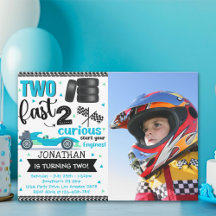 Fun 2nd Birthday Race Car Driver with Photo