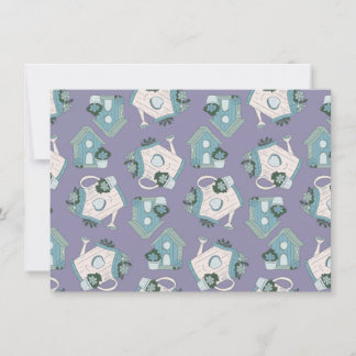 Convites Fun Birdhouse Design Purple Blue White