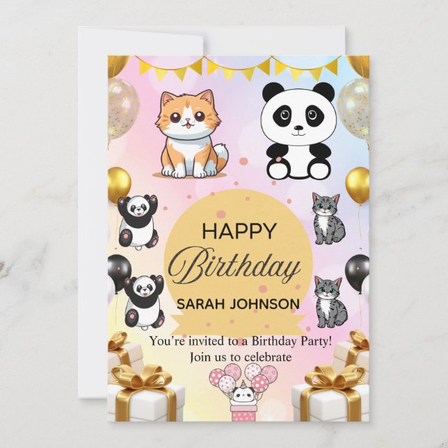 Convites Fun Birthday Party Invitation | Colorful Modern  (Frente)