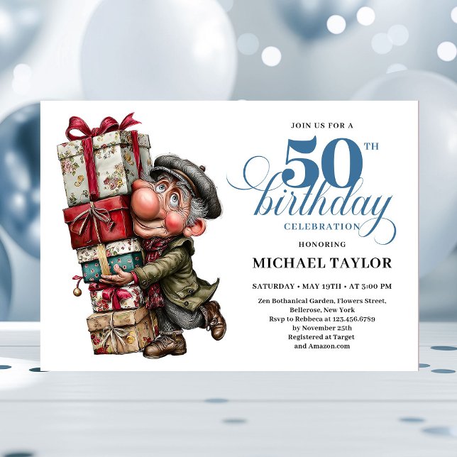 Convites Fun Bold Man 50th Birthday Comedy Event Invite (Fun Bold Man 50th Birthday Comedy Event Invite)