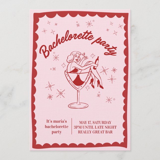 Convites Fun & Chic Bachelorette Party Invitation for Girls (Frente)