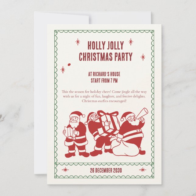 Convites Fun Christmas party invite by Santa (Frente)
