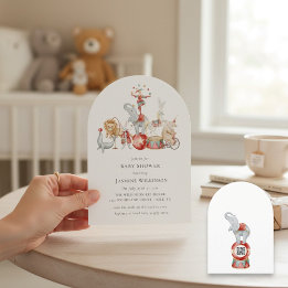 Convites fun Circus Baby Shower with qr code Invitation