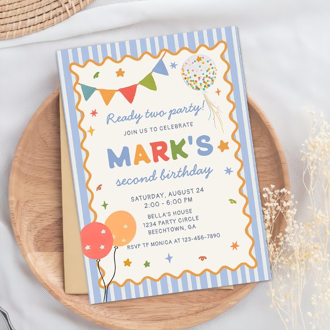 Convites Fun Colorful 2nd Birthday Invitation (Criador carregado)