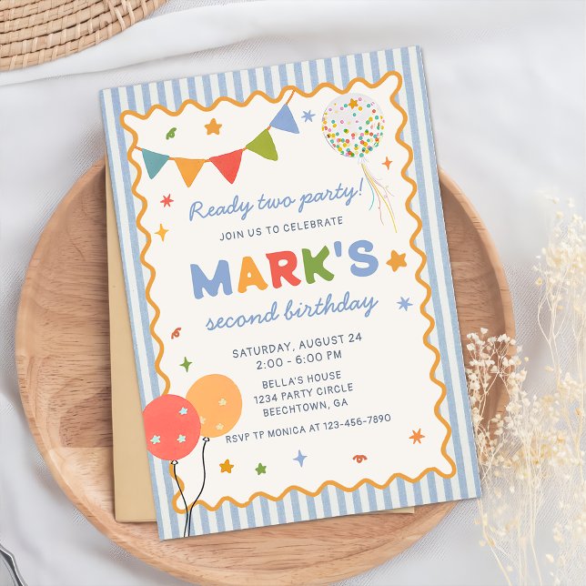 Convites Fun Colorful 2nd Birthday Invitation (Criador carregado)