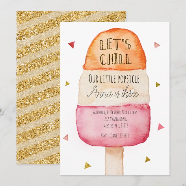 Convites Fun Colorful Popsicle Birthday Invitation (Frente/Verso)