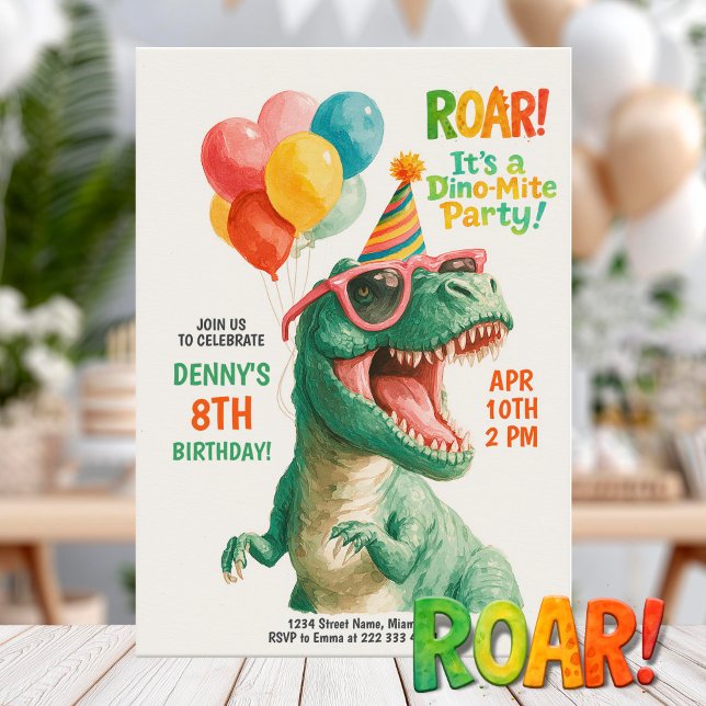 Convites Fun Dino Birthday Party Design (Criador carregado)
