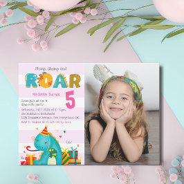 Convites Fun Dinosaur Stomp Chomp and roar Birthday Girl