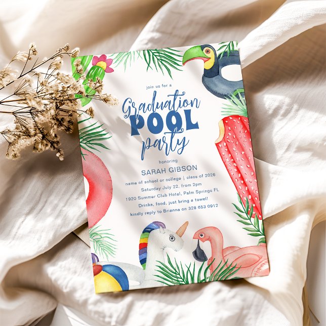 Convites Fun Graduation Pool Party (Criador carregado)