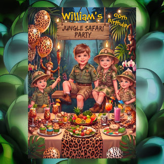 Convites Fun Jungle Safari Birthday Party Boy Girl
