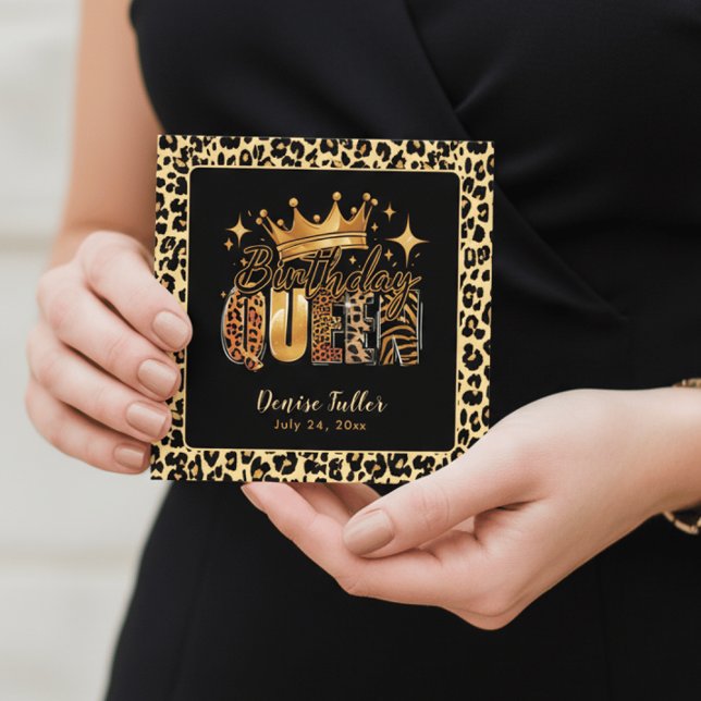 Convites Fun Leopard Birthday Queen Fifty Birthday (Criador carregado)