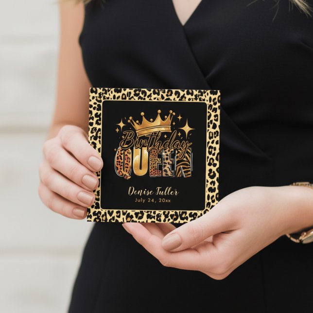 Convites Fun Leopard Birthday Queen Forty Birthday (Criador carregado)