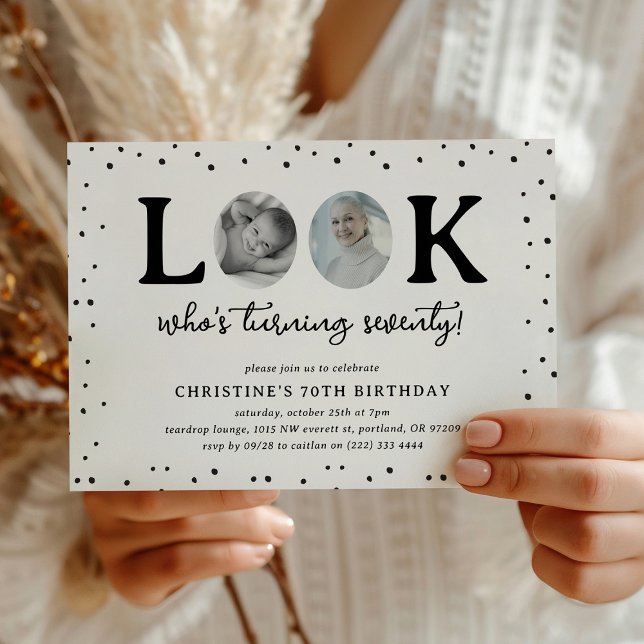 Convites Fun Look's Who's 70' 2 x photo 70th Birthday (Criador carregado)