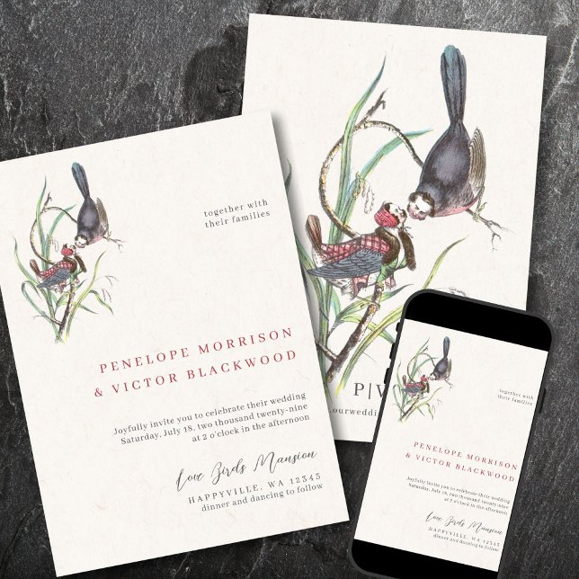 Convites Fun Love Birds Wedding (Criador carregado)