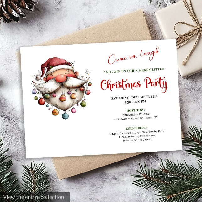 Convites Fun-Loving Santa Claus Playful Holiday Party  (Fun-Loving Santa Claus Playful Holiday Party Invite)