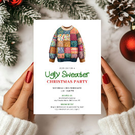 Convites Fun Modern Ugly Sweater Christmas Invitation