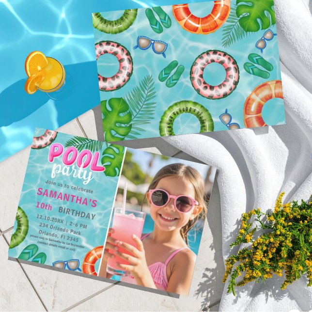 Convites Fun Pool Party Any Age Birthday Invitation (Criador carregado)