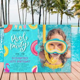 Convites Fun Pool Party Birthday With Photo – Summer Splash
