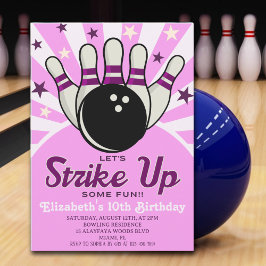 Convites Fun Retro Bowling Birthday Girl Party 