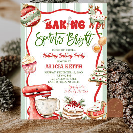 Convites Fun Retro Christmas Baking Spirits Bright 