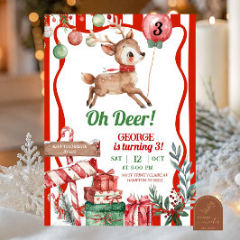 Convites Fun Retro Christmas Deer Birthday Invitation