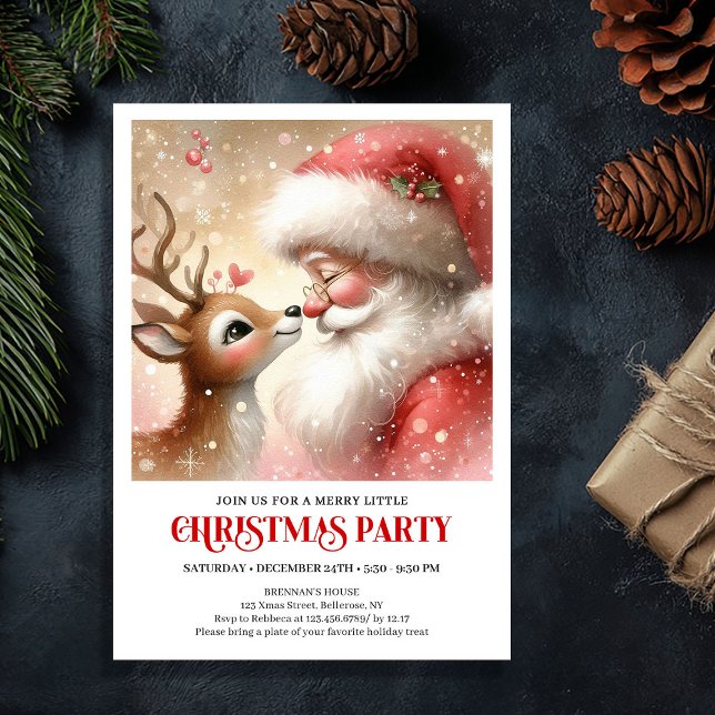 Convites Fun Santa Rudolph Family Christmas Invitation (Fun Santa Rudolph Family Christmas Invitation)