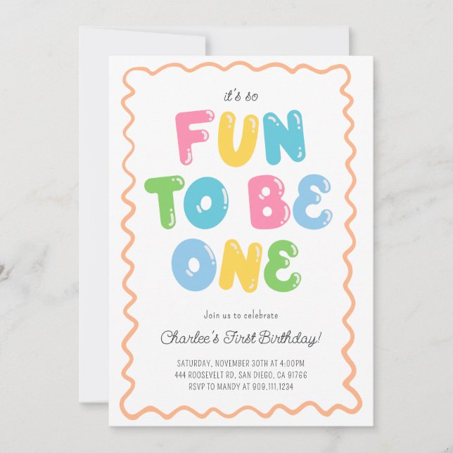 Convites Fun to be ONE Birthday Invitation (Frente)