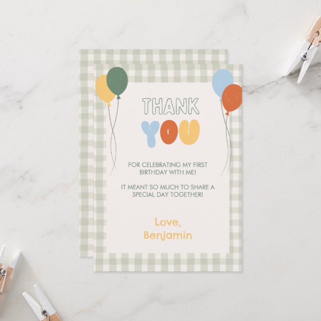 Convites Fun to be One Colorful Thank You Card (Frente/Verso In Situ)