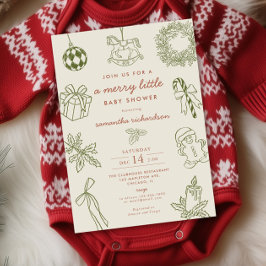 Convites Fun whimsical vintage Merry little baby shower