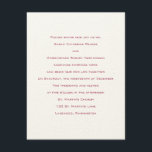 Convites Fundamentos :  Vermelho veneziano :Convite de casa<br><div class="desc">Convite de casamento contemporâneo do ColorScheme Wedding Basics. Placas planas de 4, 25" x 5, 5" com envelopes brancos. Ecru texturou papel com texto e verso no inverno de 2010/2011,  com tendência de cor vermelha veneana.</div>