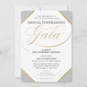 Convites FUNDANDO GALA elegante cinza de prata