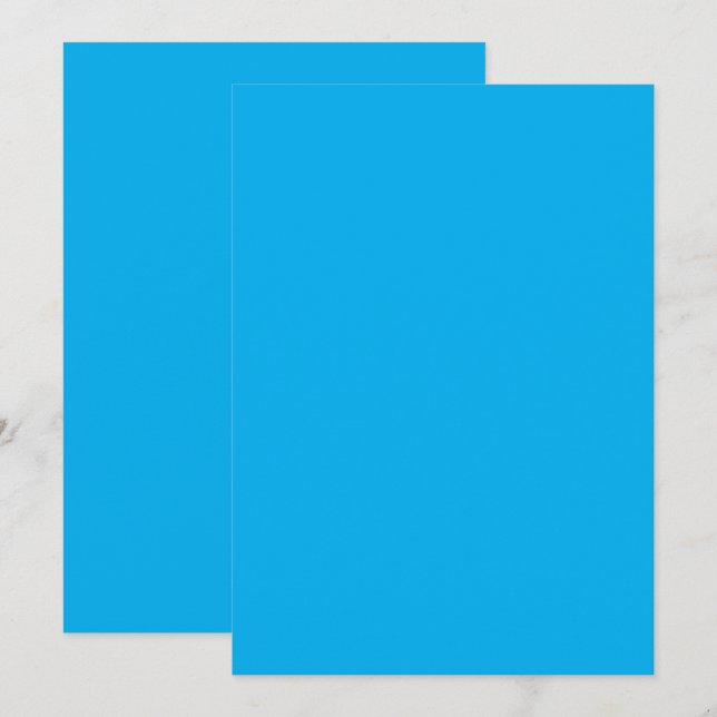 Convites Fundo Azul Ciano Sólido (Frente/Verso)