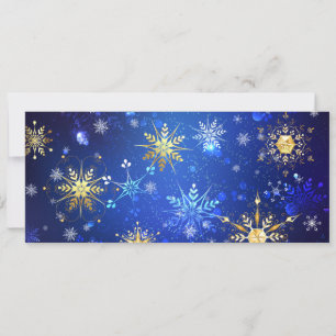 Convites Fundo Azul de NATAL com Flocos de Neve Dourados