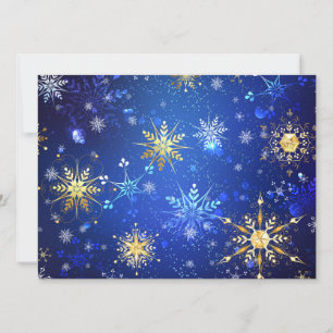 Convites Fundo Azul XMAS com Flocos de Neve Ouro