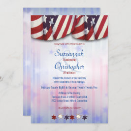 Convites Fundo das Estrelas do Bunting Azul Vermelho Patrió