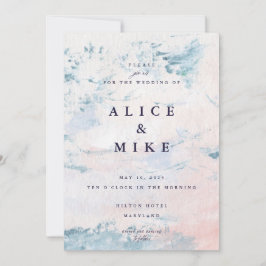 Convites Fundo de abstrato Blush e Sky Blue Watercolor