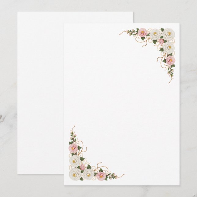 Convites Fundo de casamento floral de camélia elegante (Frente/Verso)