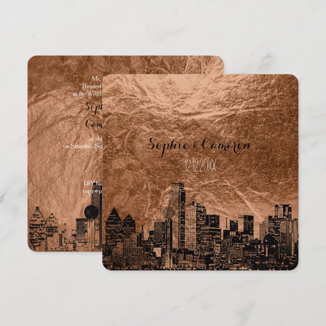 Convites Fundo de cobre do Dallas do PixDezines (Frente/Verso)