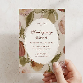 Convites Fundo de Floral Caprichoso com Renda para Jantar d