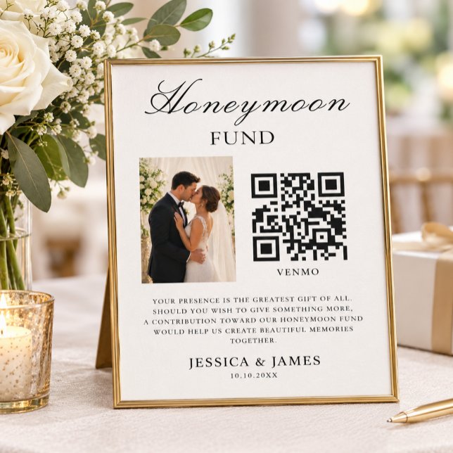 Convites Fundo de Lua de Mel Código QR e Foto Casamento  (Criador carregado)