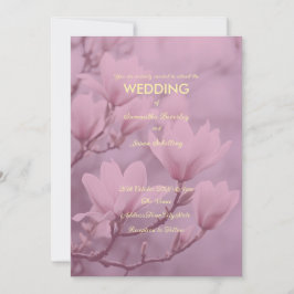 Convites Fundo de Magnólia Rosa Clássico Branco