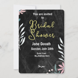 Convites Fundo de Mármore Preto Chuveiro de Noiva Minimalis