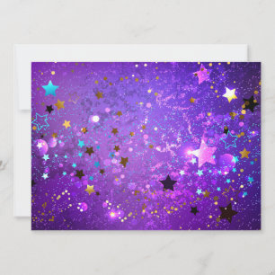 Convites Fundo de papel alumínio roxo com estrelas